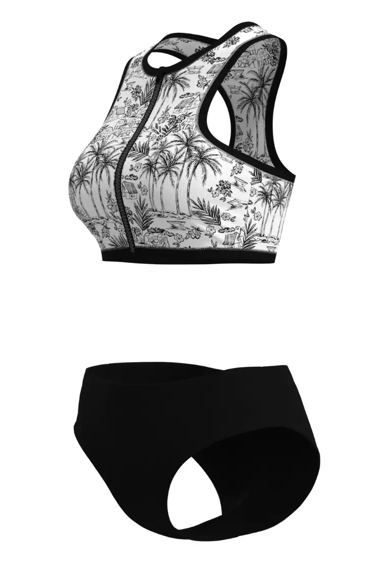 Tropadelic Island White Zip Front Bikini Set
