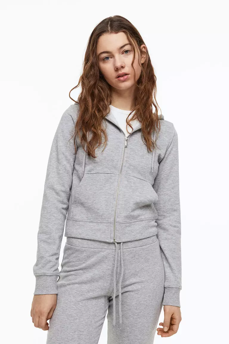 Jual H M Fitted zip through hoodie Original 2024 ZALORA Indonesia
