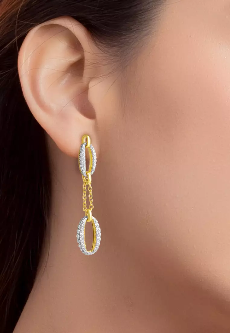 TOMEI Diamond Cut Collection Refined Oval Earrings, Yellow Gold 916