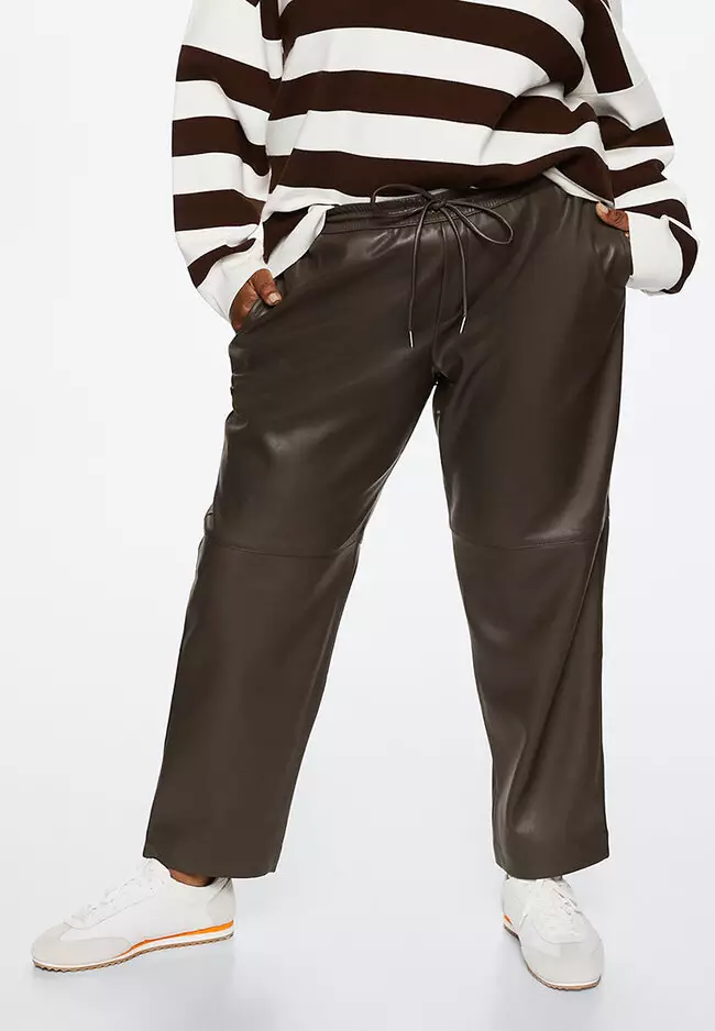 Leather Look Cropped Flared Leggings