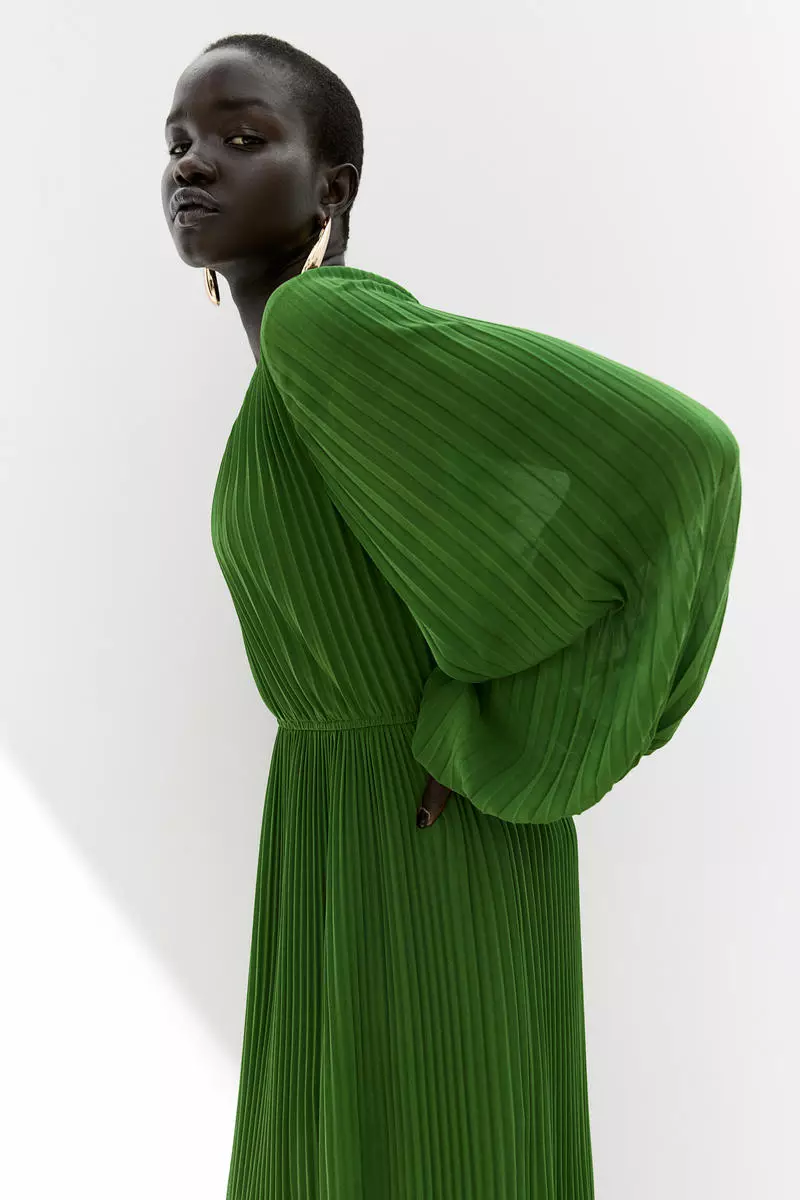 Pleated chiffon dress