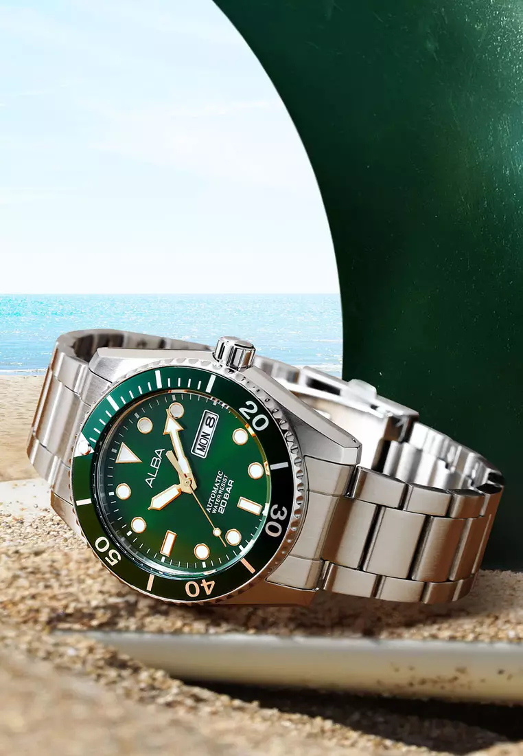 ALBA AL4287 AL4287X1 SILVER GREEN DIAL AUTOMATIC