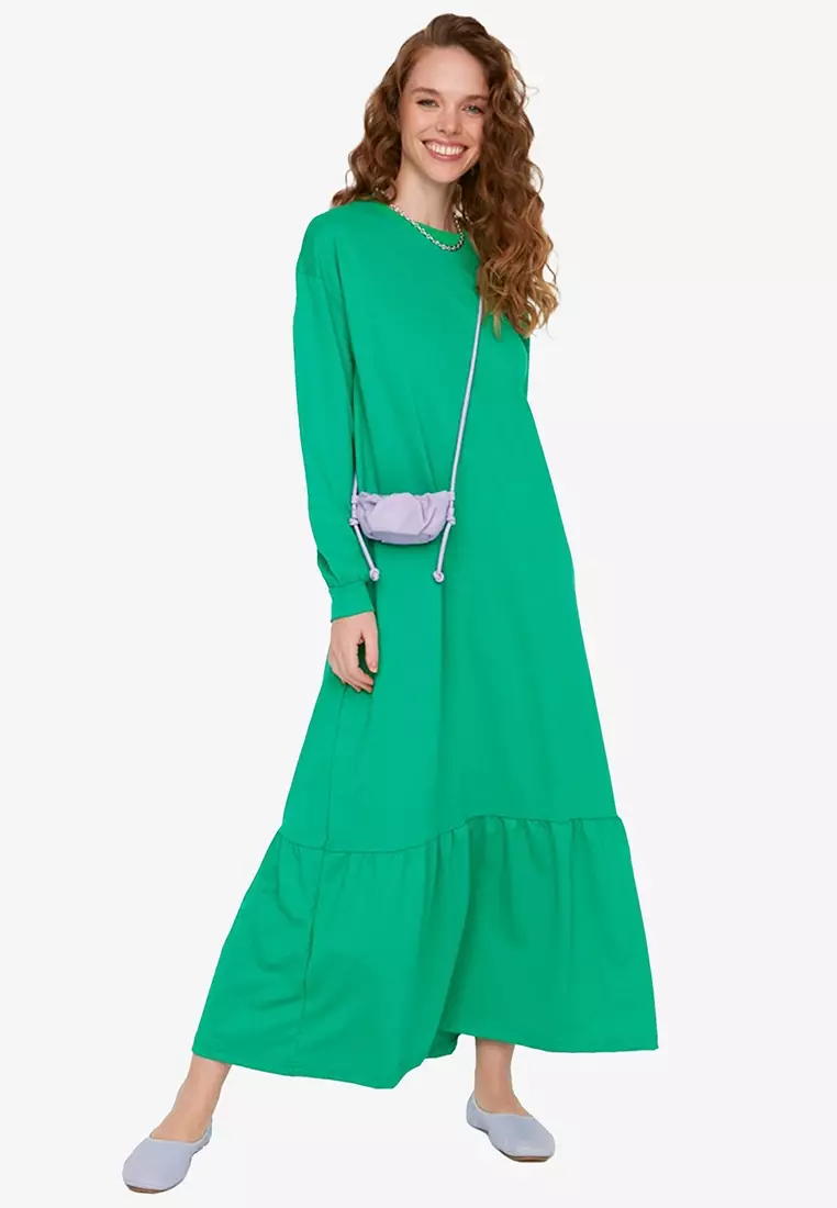 Trendyol MODEST Round Neck Drape Dress 2024, Buy Trendyol Online