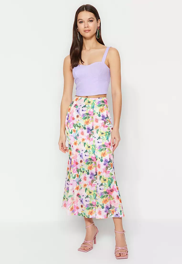 Floral Patterned Midi Skirt