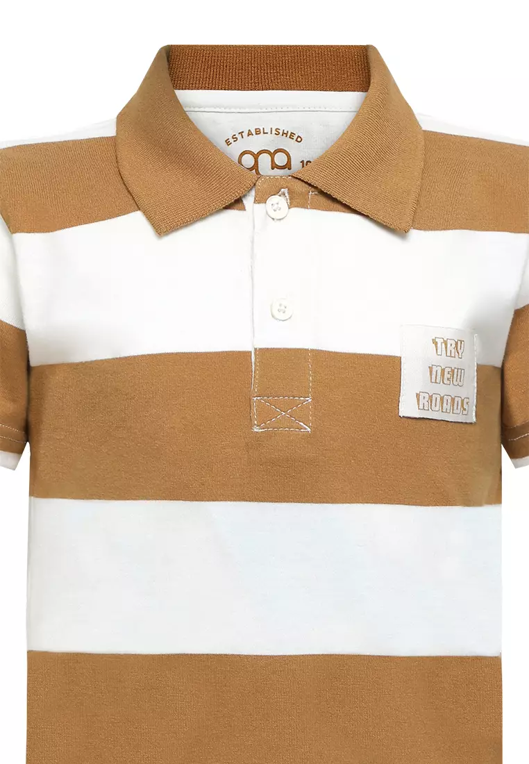 Qna Boy Ulmair Polo Shirt Pendek Anak Coklat Muda