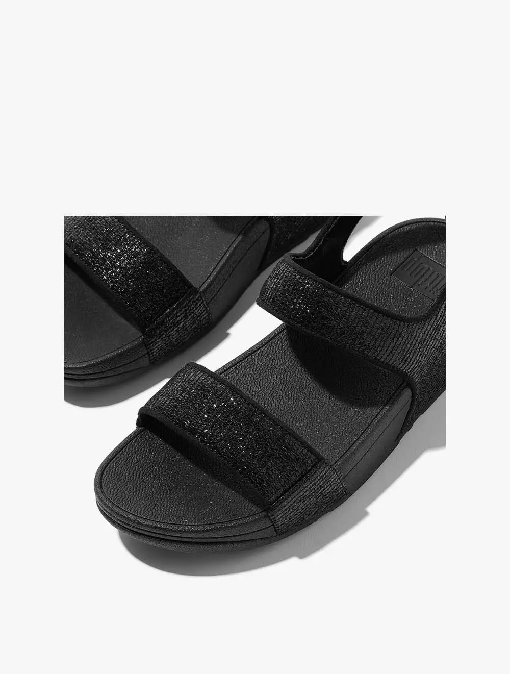 Fitflop Lulu Crinkled-Shimmer Back-Strap Sandals - Metallic Black