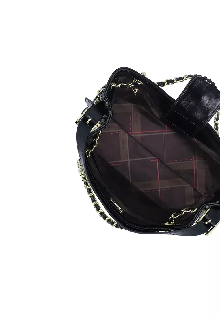 The Aurora Quilted Top Handle Bag - Black