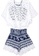 Halo blue (4pcs) Printed Bikini Set With Tops & Shorts & Outer 89521US31C1D3FGS_1