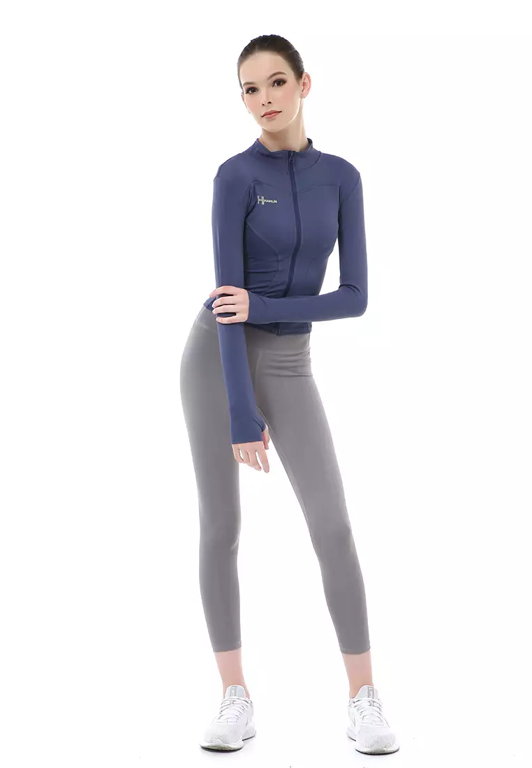 Mikayla Sportwear Jaket Olahraga Wanita Lengan Panjang Adjust Body Shape Material Spandex Lycra ORIGINAL - Navy