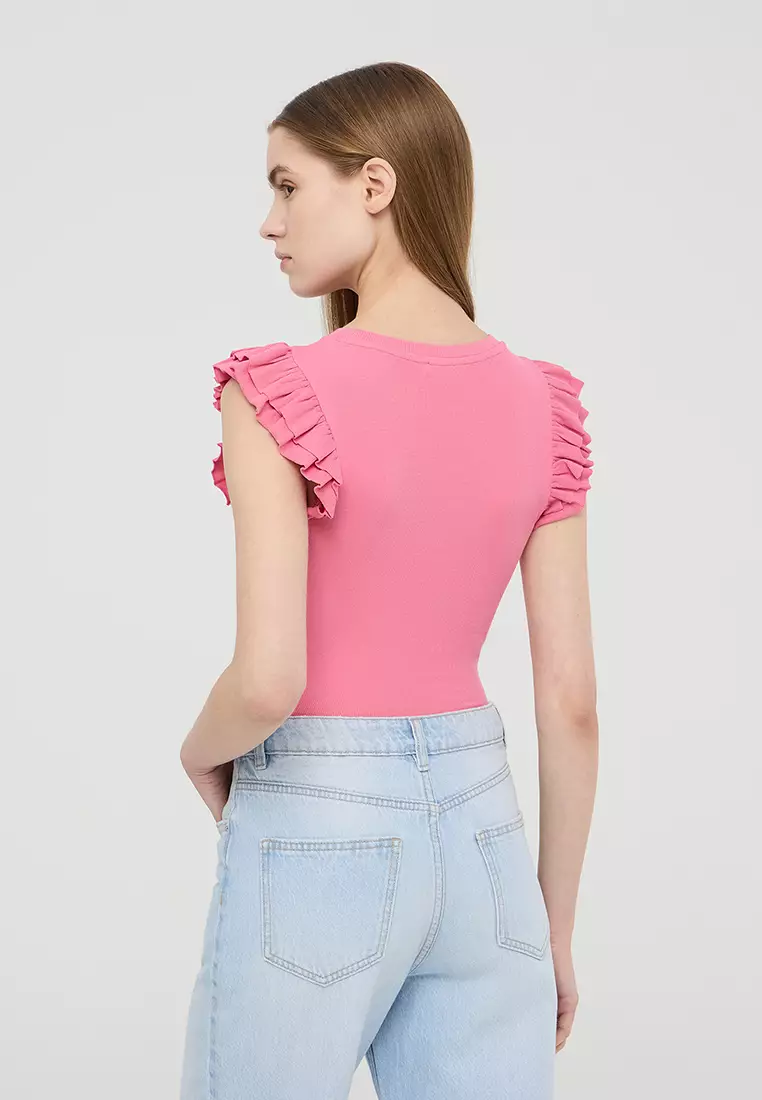 Woman Ruffled Sleeves T-Shirt