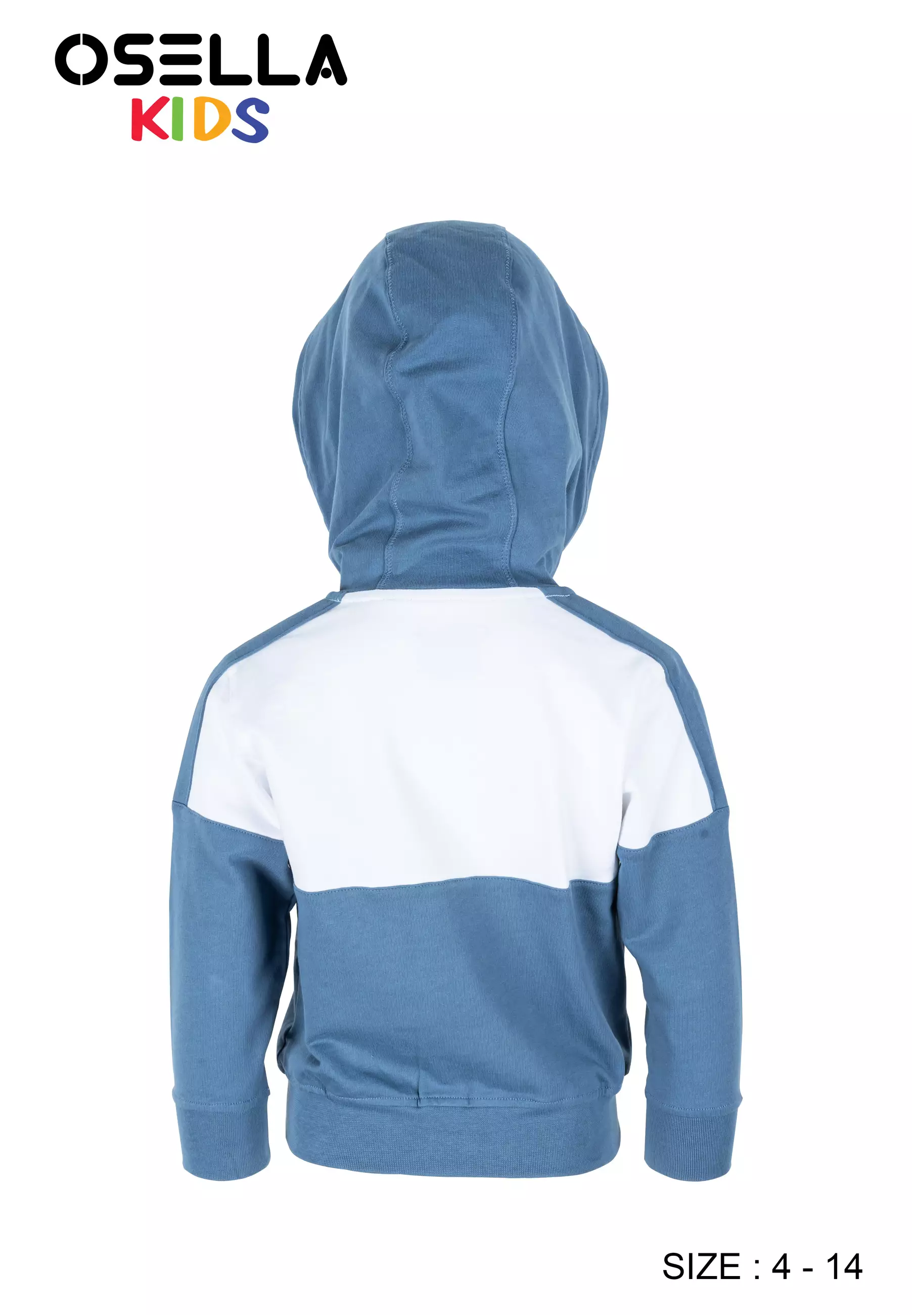 [NEW] Osella Kids Brave Knit Hoodie Jacket Combination In Seaport And White 2262400161 | Jaket Anak Laki-Laki