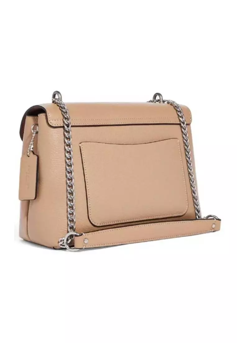 Coach Tammie Shoulder Bag With Floral Whipstitch Taupe Multi