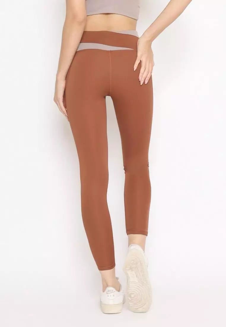 Fitwear - Legging Panjang Olahraga Wanita 2TONE MINJI SEAMLESS - BRICK PJ
