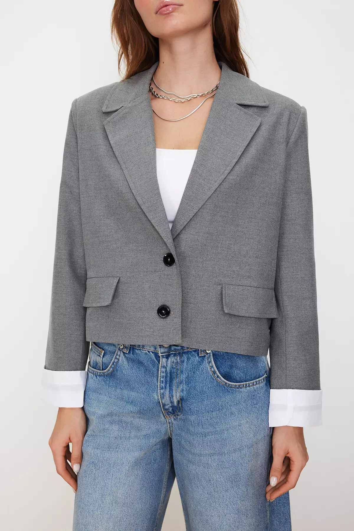 Contrast Cuffs Blazer