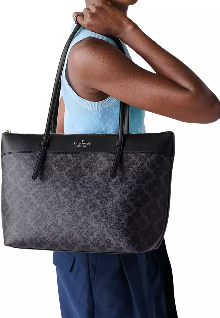 All Day Spade Flower Tote Bag - Black KO142