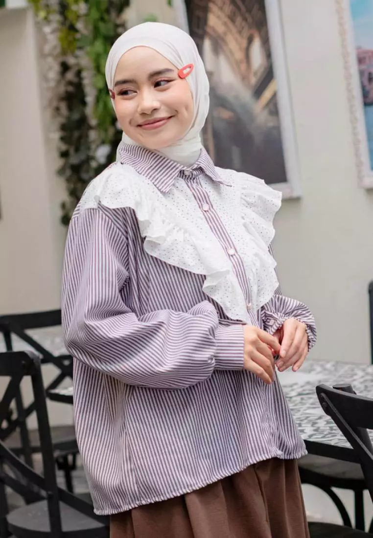 Kairi Kemeja Ruffle - Coffee M18580 R41S3