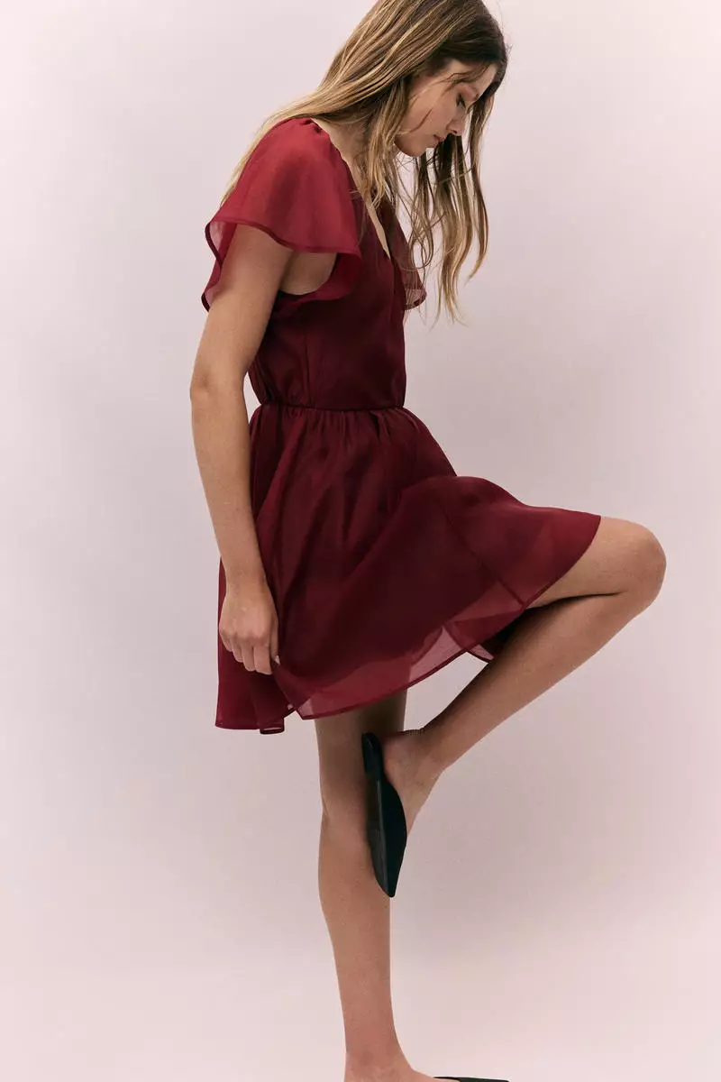 Butterfly-sleeved dress