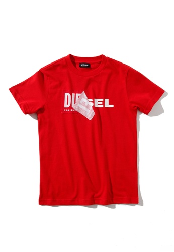 Diesel red Short-sleeved T-shirt with logo 91CEFKA19BBBA2GS_1