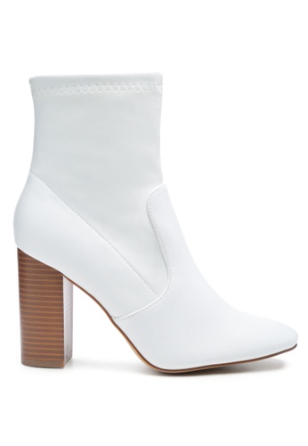 London Rag white Block Heeled Faux Leather Ankle Boot in White D6CC5SHE0CA3A0GS_1
