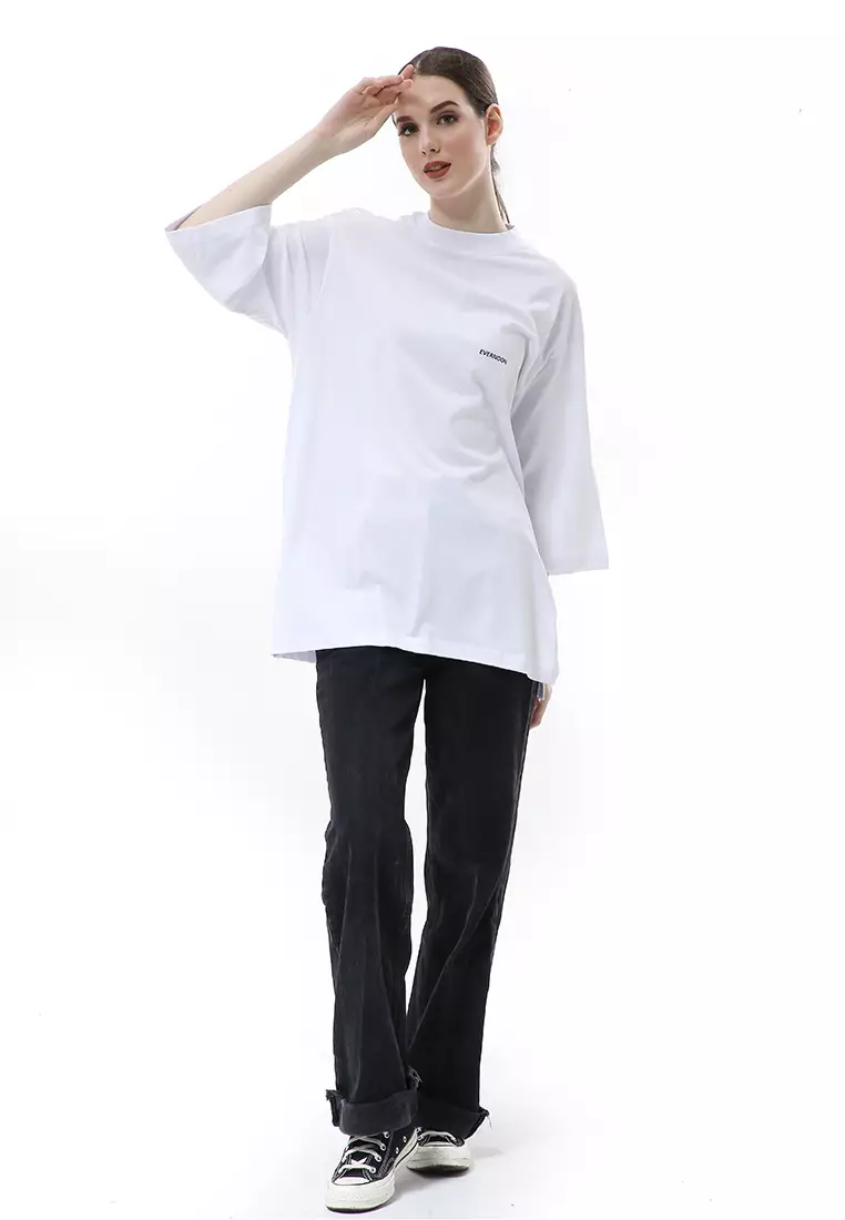 Wina Kaos Atasan Wanita Polos Basic Oversize - Putih