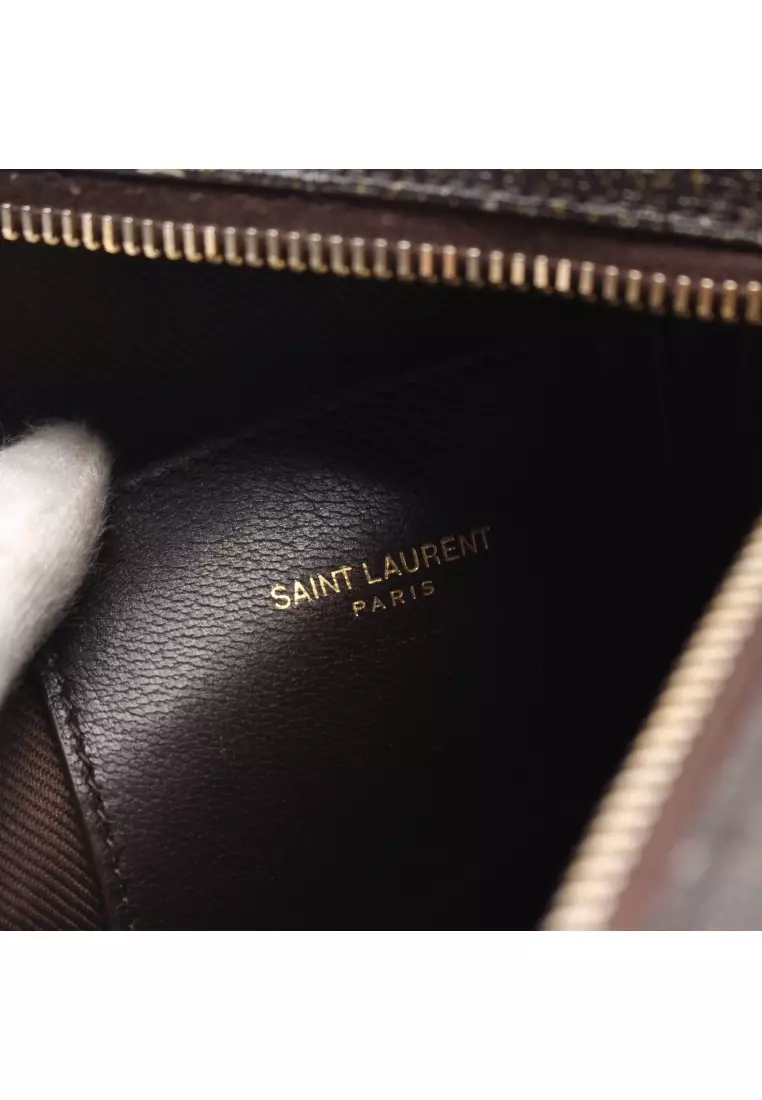 SAINT LAURENT - Le Monogramme coated-canvas and leather satchel