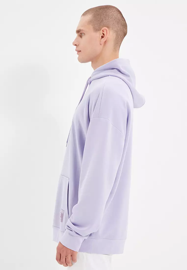 Basic Oversize Hooded Sweatshirt with Patched Label