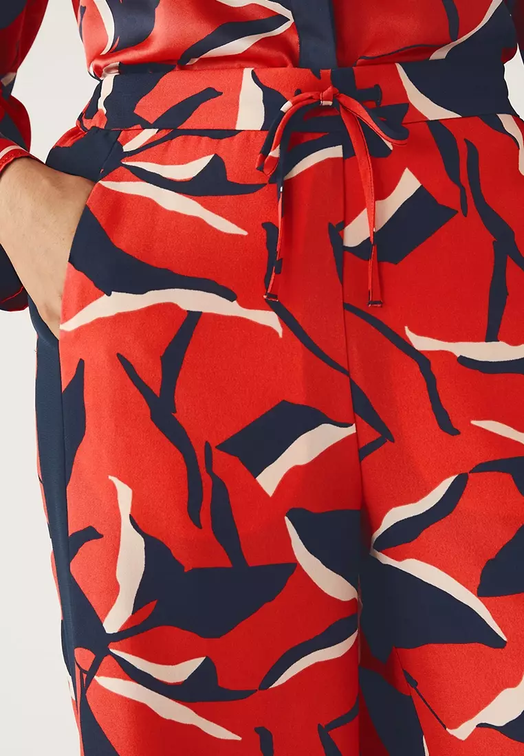 Printed Side Stripe Wide Leg Trousers