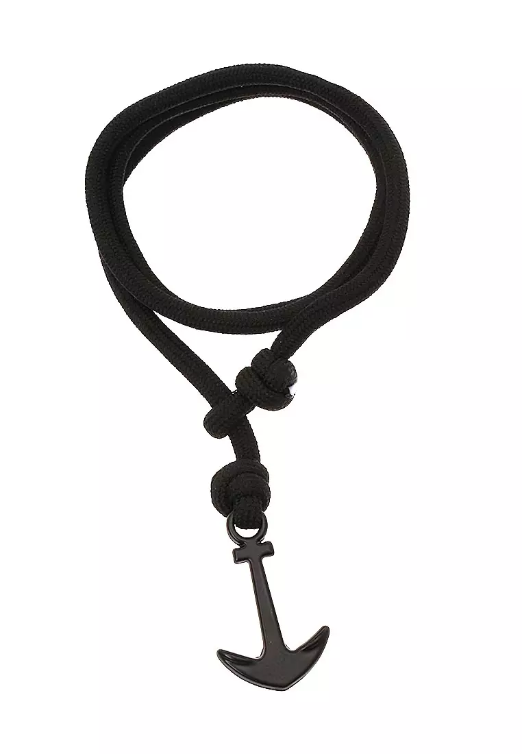 Omrish Bracelet Gelang Pria Motif Jangkar One Set Material Paracord ORIGINAL - Black