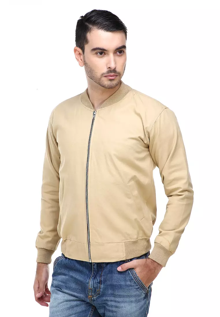 Jems Jaket Bomber Pria & Wanita Deluxe Jacket Material Canvas Baby Premium ORIGINAL - Cream