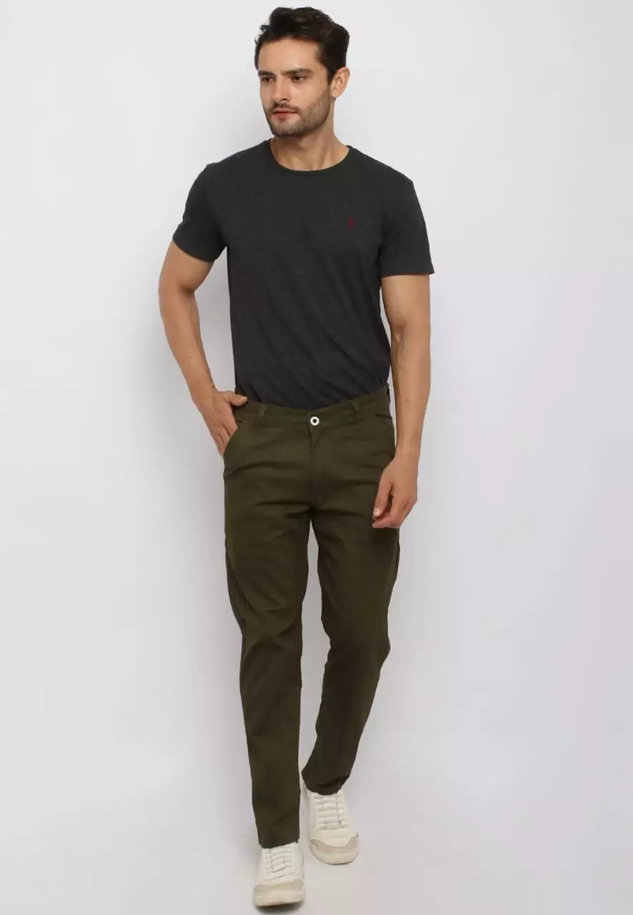 Celana Pria Panjang Chinos Hijau Army Slimfit