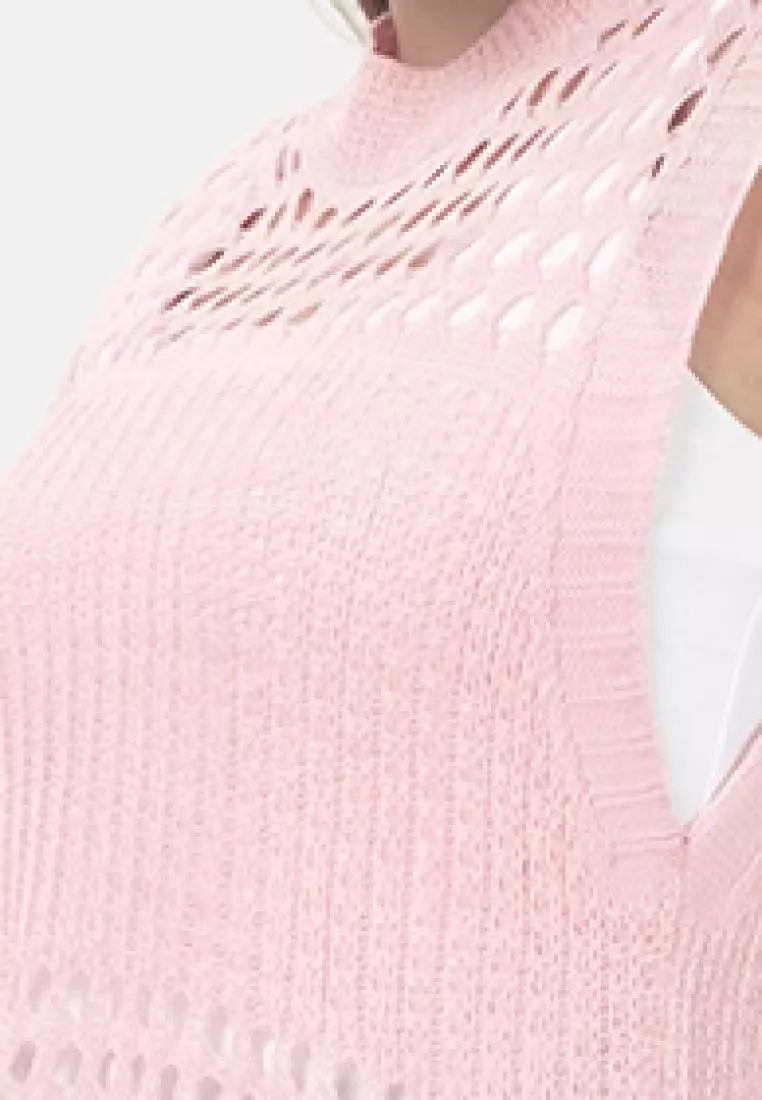 Sherren Long Net Blouse in Pink