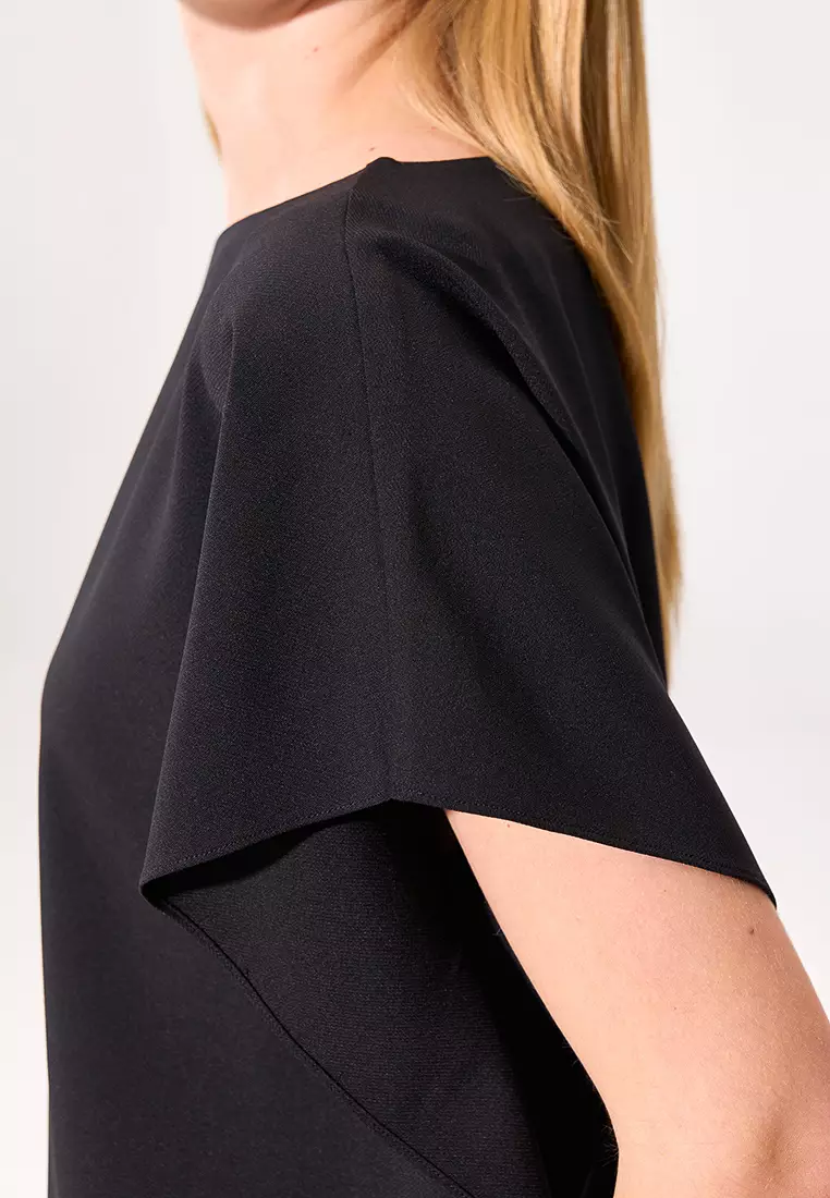Black Asymmetrical Shoulder-to-Shoulder Top