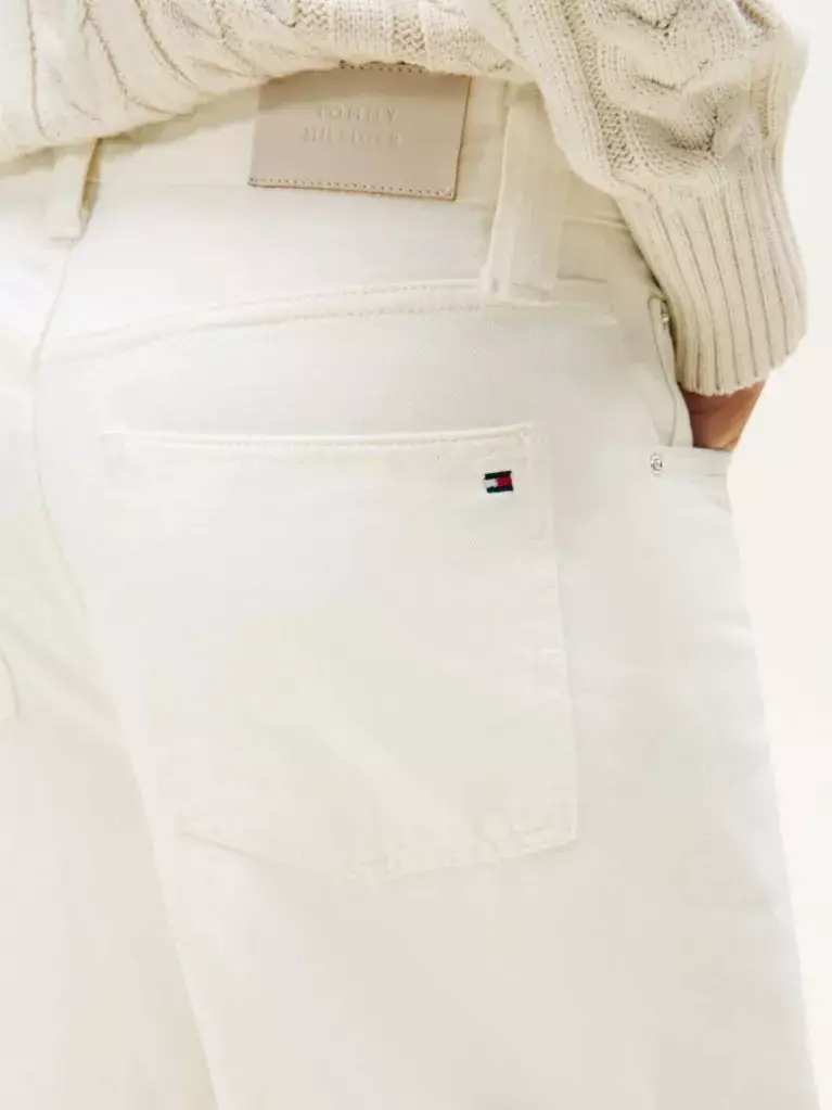 Tommy Hilfiger - Mid Rise Tapered Barrel Leg White Jeans