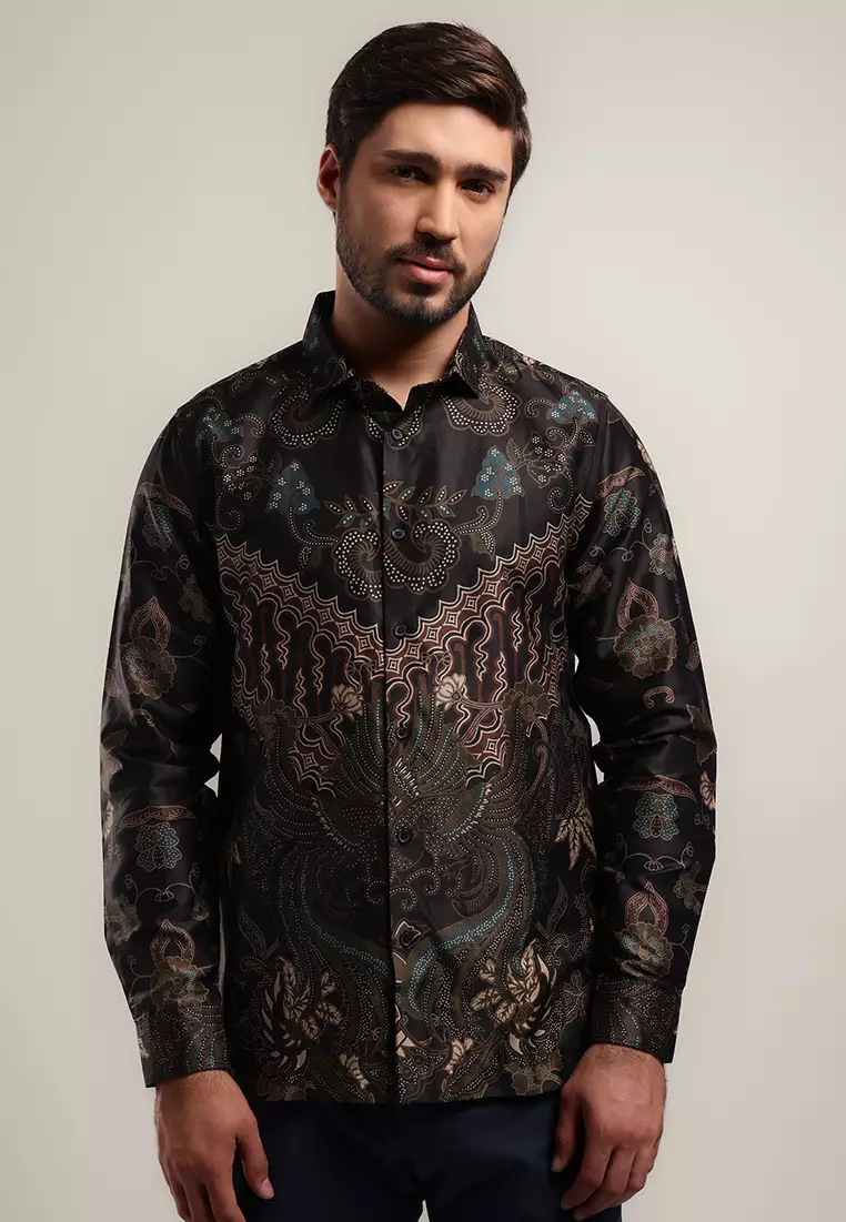 MOC Kemeja Batik Lengan Panjang Pria CHANDAN-BLACK