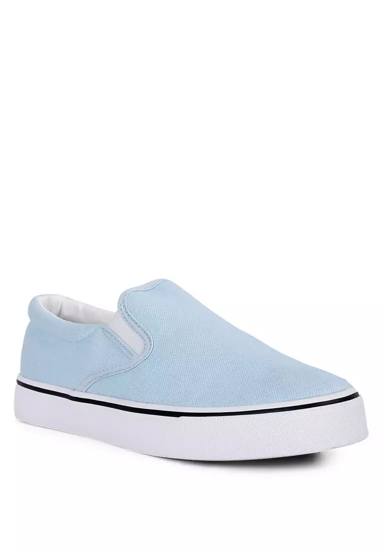 Pastel blue outlet slip on vans