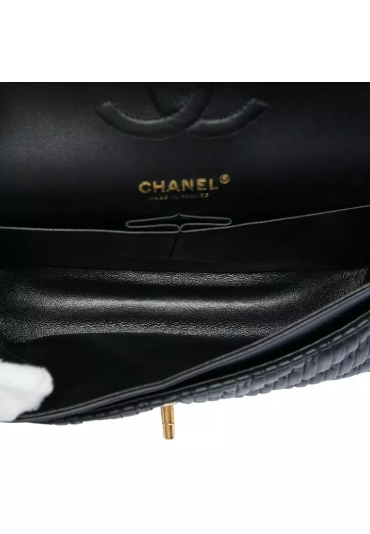 Pre-Loved Chanel Medium Classic Chevron Calfskin Pleated Double Flap