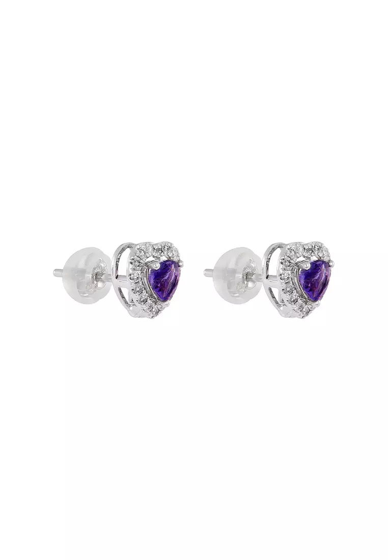 HABIB Heart Amethyst and Diamond Earrings in 750/18K White Gold 457850325(E)