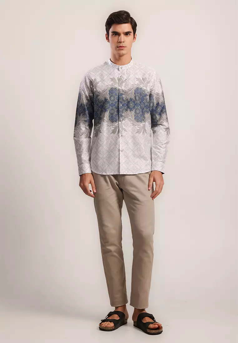 MOC x Habib Jafar Kemeja Shanghai Lengan Panjang Pria Khalif - White