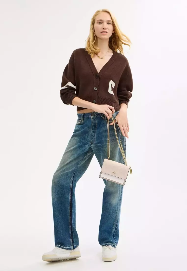 Mini Klare Crossbody Bag in Signature Canvas Gold Sand Chalk