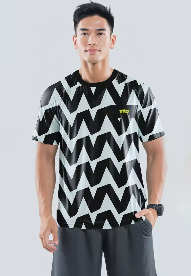 MSA99 Kaos Lari Pria DryFit lengen pendek motif "big zigzag" tdbolt