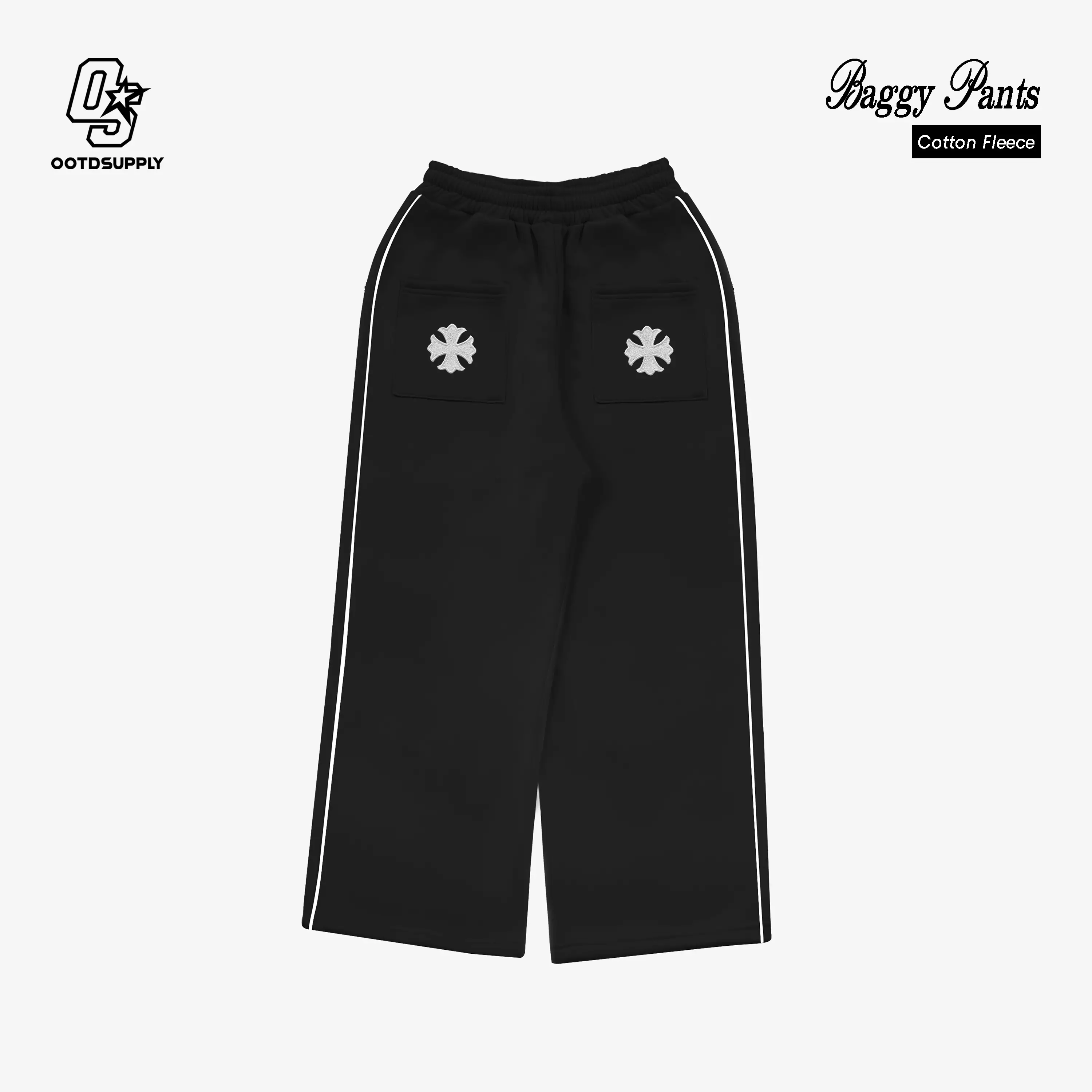OOTDSUPPLY Baggy Pants Line Mystic Relic | Celana Panjang Unisex | Celana Sporty | BP-BLK-CEE
