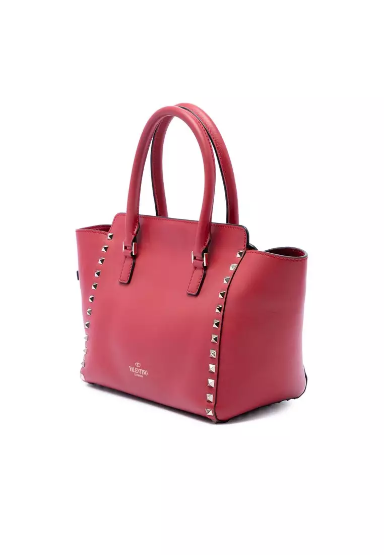 Pre-Loved Valentino Small Leather Rockstud Trapeze Satchel
