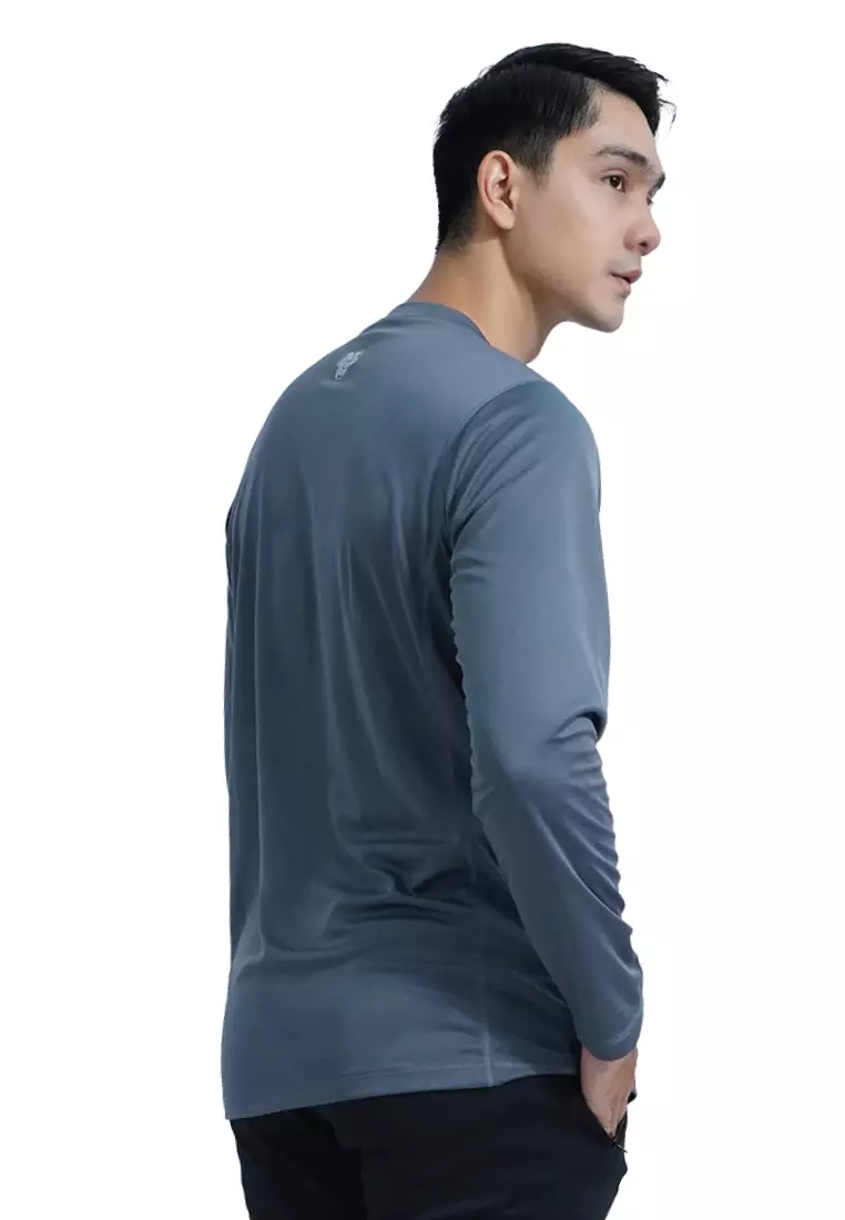 Tiento Kaos Running Dry Fit Lengan Panjang Baju Olahraga Pria Lari Gym Fitness Grey