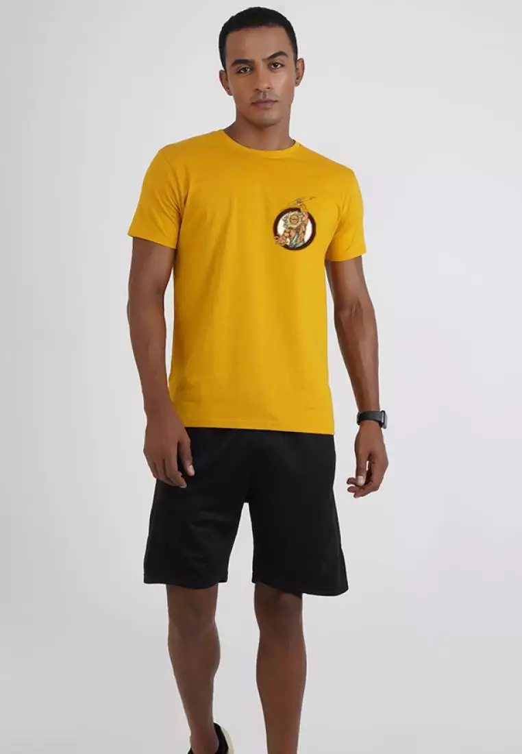 Zeus Graphic Yellow Cotton Short Sleeve Essential T-Shirt