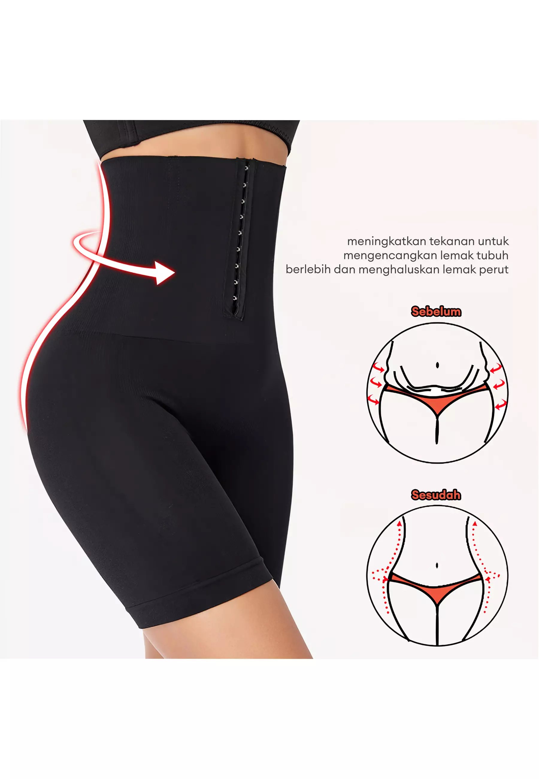 WIMIU Korset Celana 9 Kait Pelangsing Pengecil Perut Buncit High Waist Polos Olahraga Wanita Gym Sport Body Shaper Tummy Control Slimming 500084