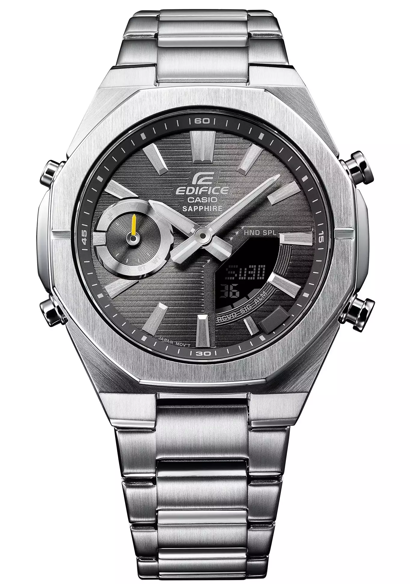 Men ECB-S10D-8A Stainless Steel Silver Grey