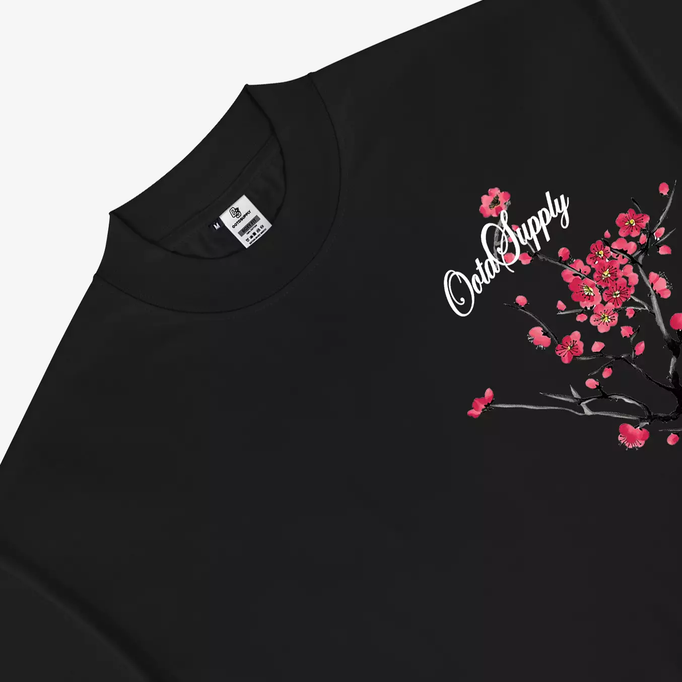 OOTDSUPPLY Boxy Fit Oversize Nook Sakura Black & White l Tshirt Boxyfit l Kaos Boxy OVZBX030