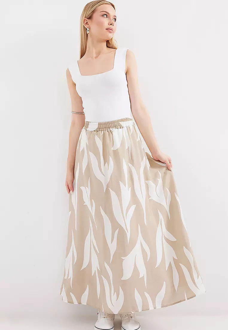 Abstract Patterned Maxi Skirt