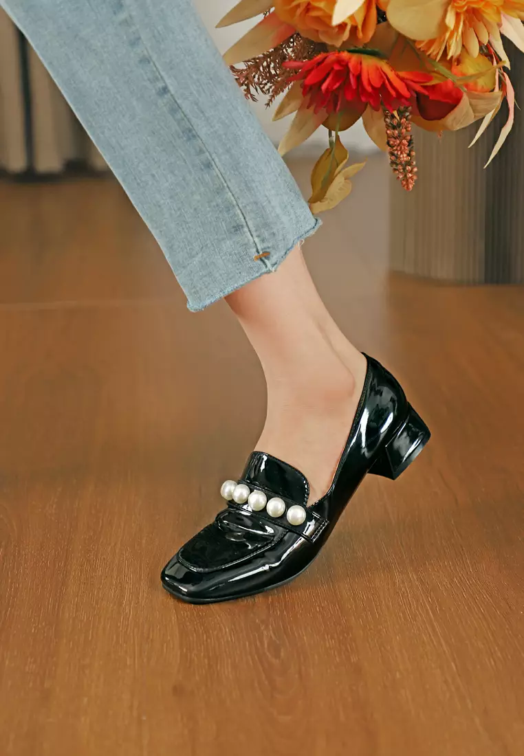 Pearl heel loafers new arrivals