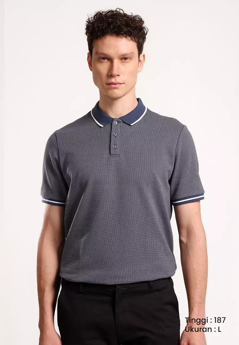 MANZONE - Polo Shirt Lengan Pendek Pria Jinjo 05 Slim Fit - Navy Warna NAVY